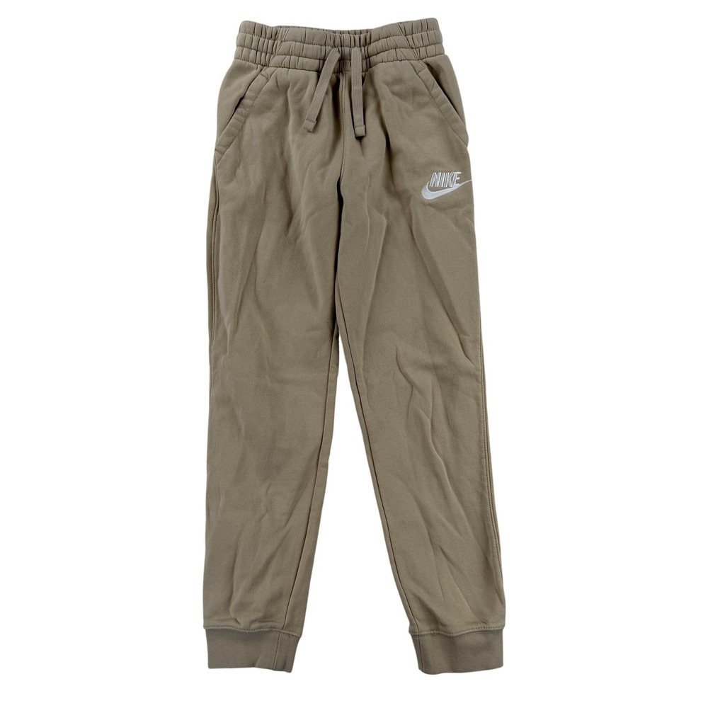 Nike Sweatpants Youth Medium Beige Fleece Jogger Pants Elastic Waist CI2911-126